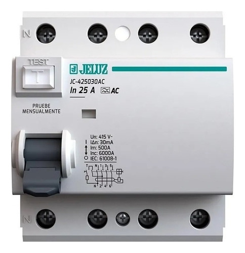 Disyuntor Tetrapolar 25amp Jeluz 4x25 30ma Iram