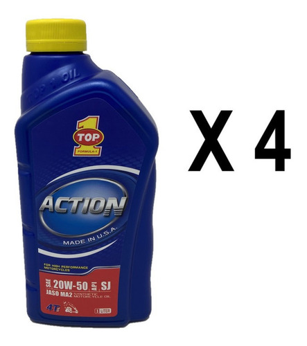 Aceite Motocicleta Top1 20w50 Action Semisintetico, 4 Lt