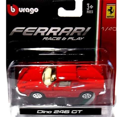 Ferrari Dino 246 Gt Burago 1/43 10cm Metal Colección Poster 