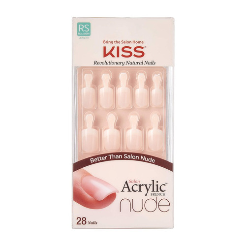 Uñas Postizas Kiss Acrylic French Nude Breathtaking Liso