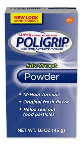 Polvo Adhesiva Dental Super Poligrip Powder 45 Gramos De Usa