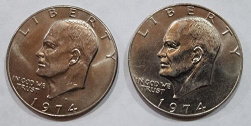 2 Monedas One Dollar - Eisenhower 1974 - 1974 D. Usa