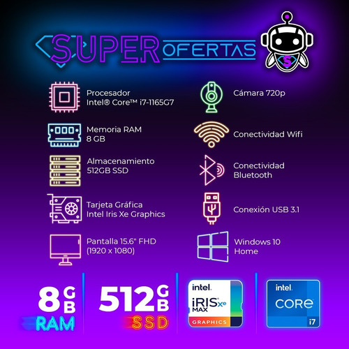 Imagen 2 de 10 de S U P E R Hp I7 11va + 8gb + 512ssd + Programas + Regalos !!