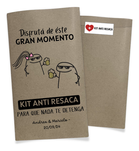 70 Sobres Bolsa Kit Anti Resaca Flork Casamiento Cumples