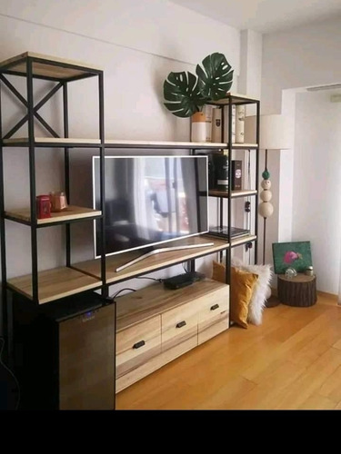 Imagen 4 de 8 de Rack Tv Juegos En Hierro Madera Living Mueble Comedor