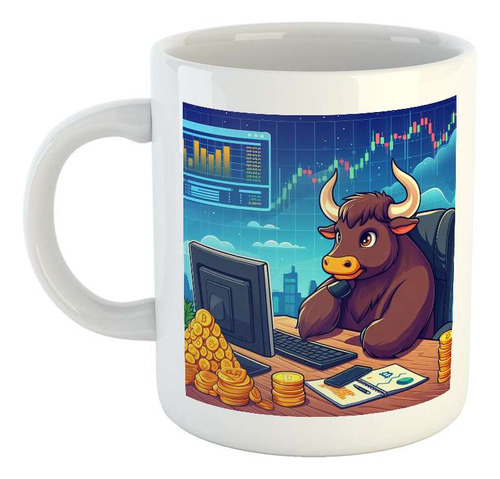 Taza Ceramica Toro Bitcoin Trading Bullmarket Cripto M2