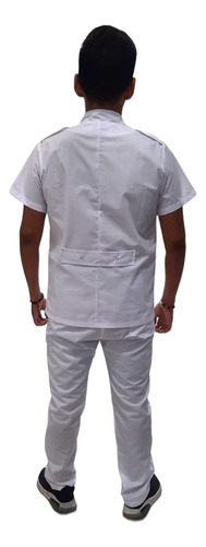 Ambo Hombre Cuello Mao Blanco Con Porta Charretera Hl Ambos Blanco Lisa 54/xxl