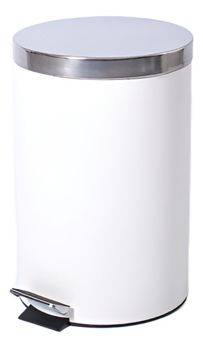 Cesto Tarro Tacho Papelera A Pedal Acero Inox. Blanca 5 Lts.