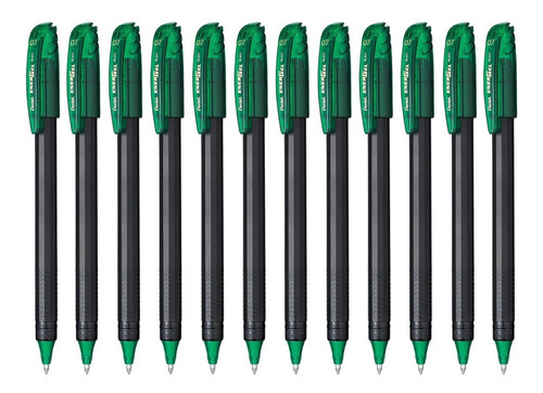 Bolígrafos Pentel Energel Stick Bl417 0.7 Mm Caja 12 Piezas Color de la tinta Verde Color del exterior Negro