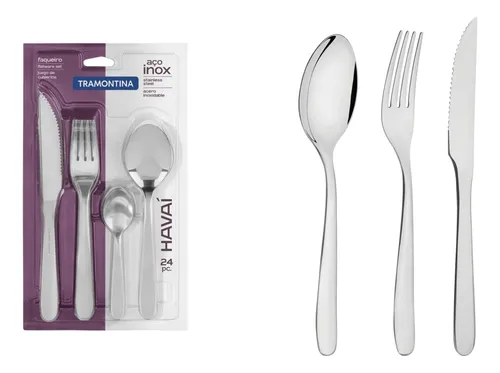 Set X24 Pzs Juego Cubiertos Hava Tramontina Acero Inox