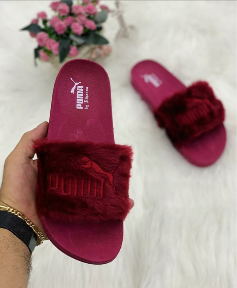 chinelo puma pelucia rosa