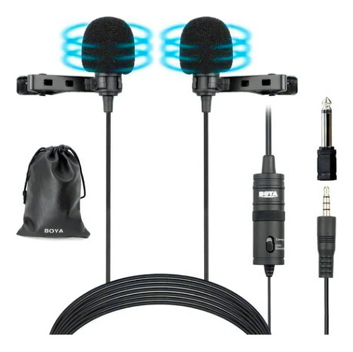 Microfone Lapela Duplo Profissional Celular Stereo P3 C/cabo