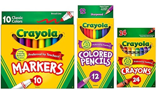 Set Crayola Clásico: 24 Crayones, 10 Marcadores, 12 Lápices