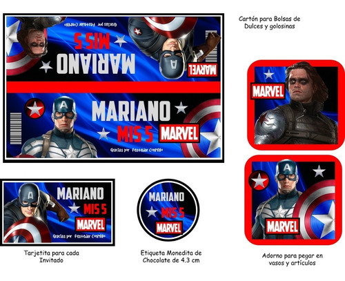 Kit Imprimible Candy Bar Capitan America2020 Incluye Regalo
