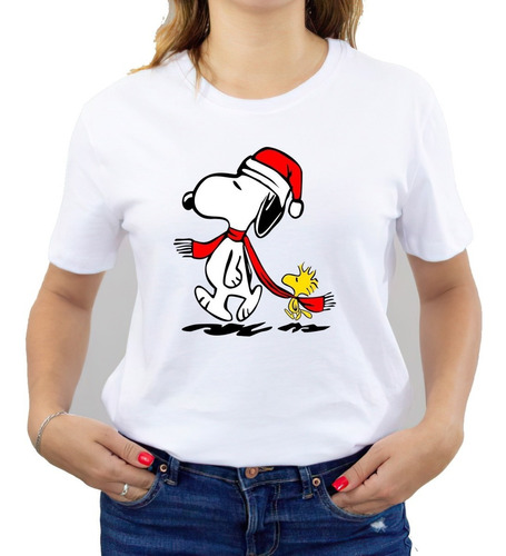 Polera Navideña 100% Algodón Familiar Snoopy Exclusividad