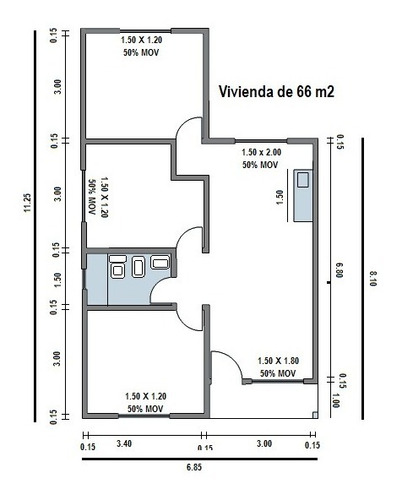 Imagen 7 de 13 de Construimos Su Casa 49 M2, Ladrillo Y Plancha 2 Dormitorios