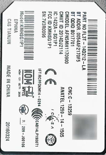 Modulo Multimidia C/ Sync Ranger 14/16 Original Fl3z14d212la