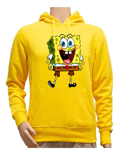 Buzo Canguro Algodon  Felpa Bob Esponja En Tres  Diseños