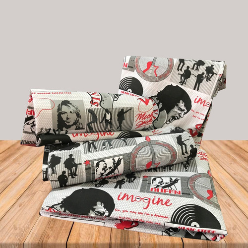 Imagen 2 de 2 de Juego De Sabanas Doble Polialgodón Estampado Rock