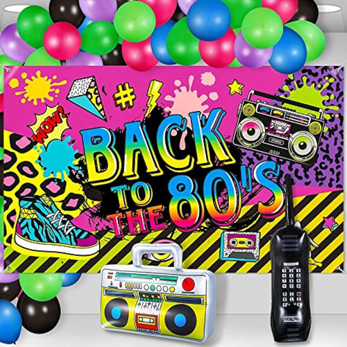 Xuhal 80's Party Decorations Back To The 80s Party Banner De