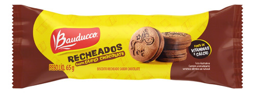 Biscoito Recheio Duplo Chocolate Bauducco Recheados Pacote 65g