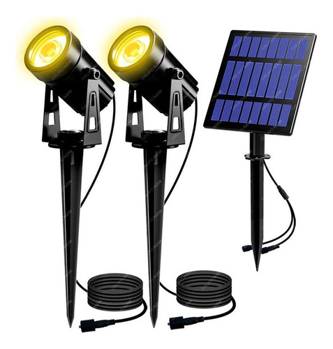 Estaca Led Solar 2x1w Exterior Jardin 2 Niveles Alta/baja