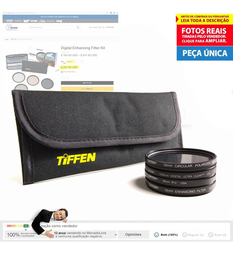 Kit 4 Filtro 58mm Tiffen Polarizador... +bolsa +frete Grátis