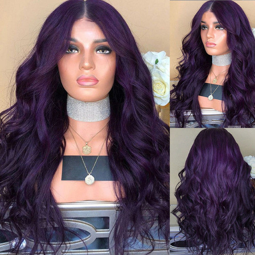 Mz Peruca Para Mulheres, Cabelo Comprido, Roxo, Cacheado,