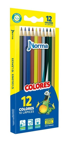 Caja De Colores Norma X 12 - 10 Lapices Incluye 1 Metalizado