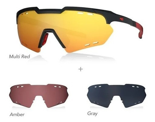 Óculos De Sol Hb Shield Compact Mountain Kit Com 3 Lentes Desenho Liso