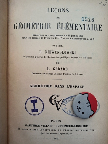 Libro Geometrie Elementaire B.niewenglowski & L.gerard 116g5