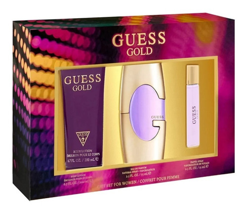 Set Perfume Guess Gold 3pc.edp 75 Mlsp + 6.7 B/l+15ml Dama