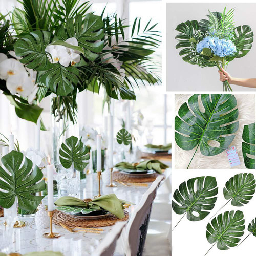 12 Tapetes De Mesa Con Hojas De Tortuga Artificiales, Verdes