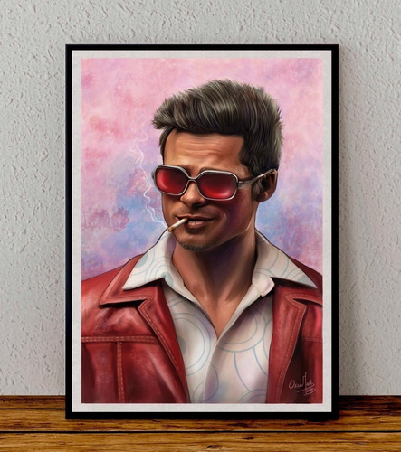 Cuadro 33x48 Poster Enmarcado Brad Pitt El Club De La Pelea