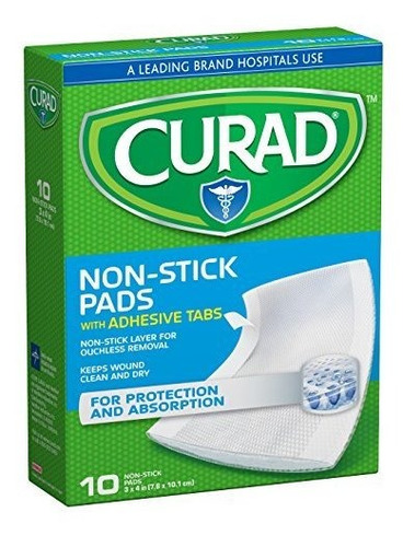 Curad Cur47148nrb Medio No Palillo Pads, 10 Conde, Pack De 3