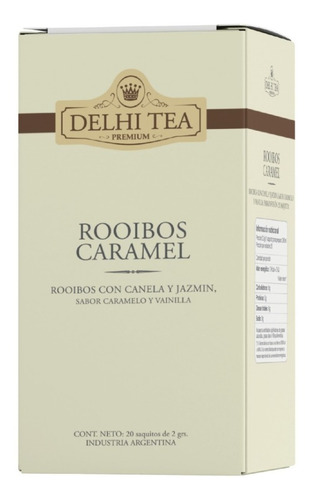 Imagen 1 de 2 de Te Premium Delhi Tea X 20 Saq. Rooibos Caramel