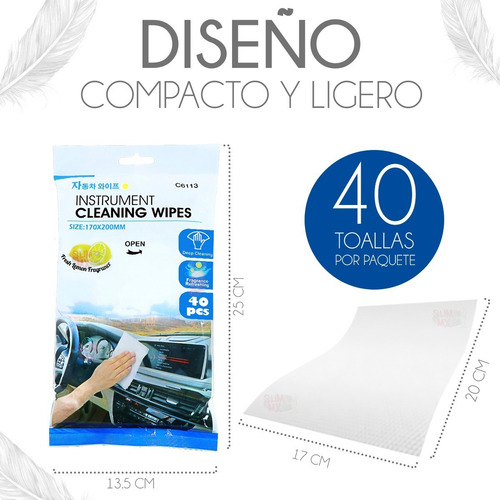 Toallas Humedas Desinfectantes Para Auto Con Aroma 40 Piezas