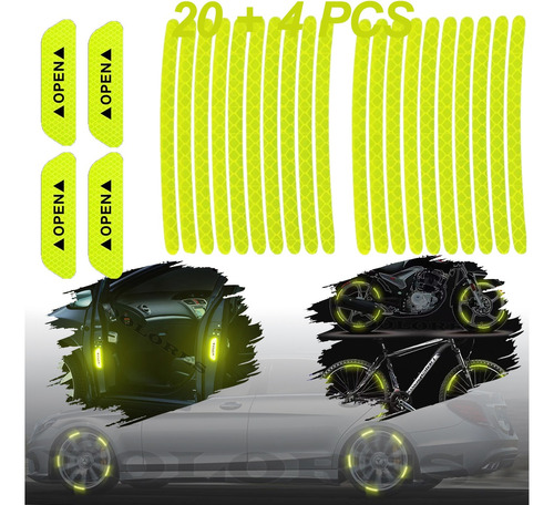 24pcs Pegatina Cintas Tiras Reflectivas Stickers Motos Coche