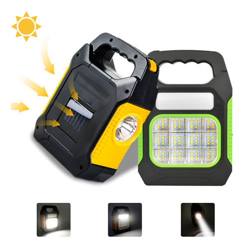 Lámpara Linterna Camping Recargable Portátil Solar Led 2pz