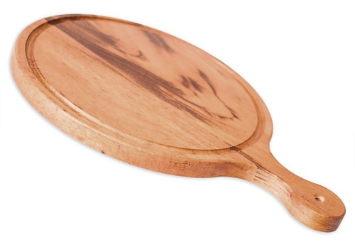 Tabla multiusos para polenta y carne, 40 cm, redonda de madera dura con asa