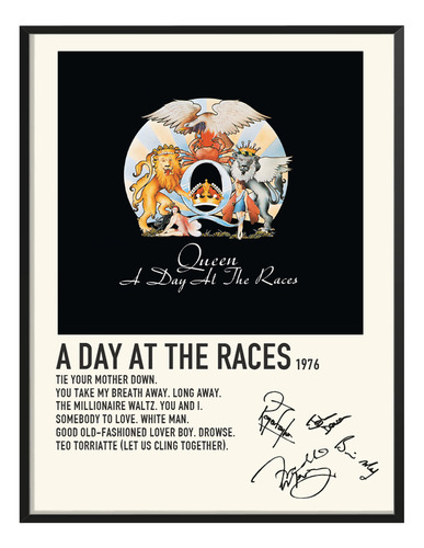 Poster Queen Album Music Tracklist A Day At The Races 80x40