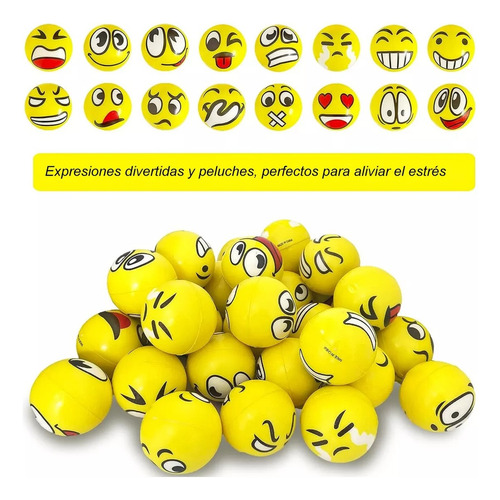 24 Pelotas Emoji Maquinitas Esponja Suaves Estrés Mayoreo