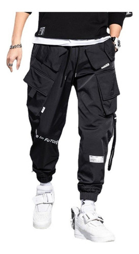 Pantalones Cargo De Estilo Hip Hop Con Múltiples Bolsillos P