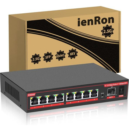 Ienron Conmutador Ethernet No Administrado De 8 Puertos 2.5g