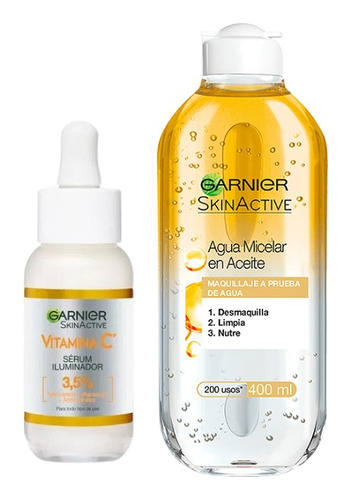 Kit Garnier Agua Micelar Bifasica + Serum Vitamica C Ilumina