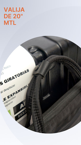 Valija Carry On 20 Pulgadas Mtl Abs Rígida Color Negro Ruedas Dobles 360° Liviana Resistente Equipaje De Mano Diseño Moderno Candado Tsa Organización Eficiente Ideal Viajes Negocios Placer Reforzada