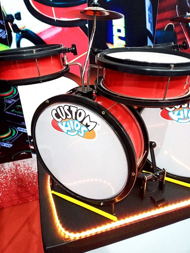 Imagem 3 de 5 de Bateria Infantil Custom Kids Ckdm3 Banqueta E Acessórios Red