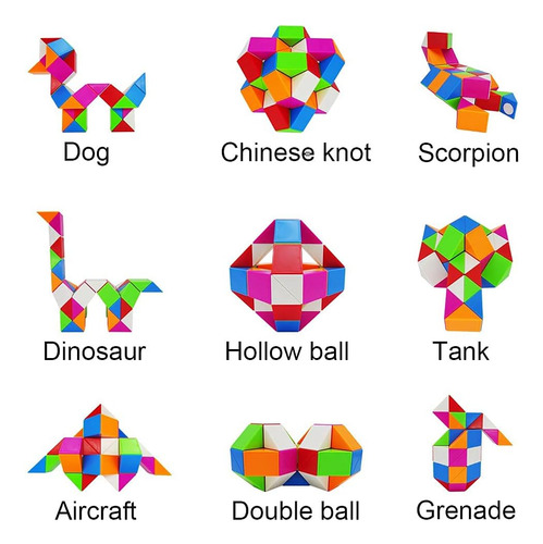 Magic Snake Cube 48 Bloques, Juguetes Fidget Para Niños, Rom