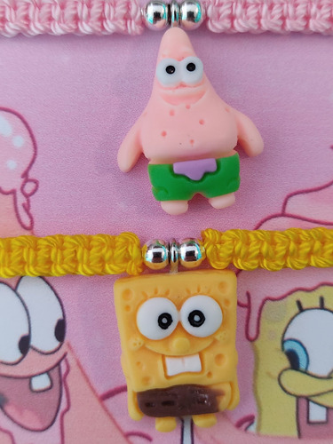 Pulseras Amigos Pareja Bob Esponja Y Patricio Tejidas