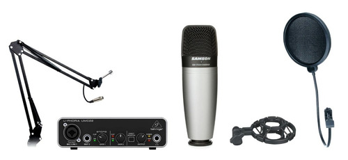 Behringer Umc22 Placa Sonido Studio Samson Mic Brazo Kit